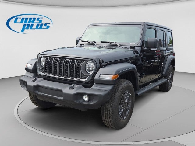 2026 Jeep Wrangler Sport in Black Clear-Coat Exterior Paint — front three-quarter view
