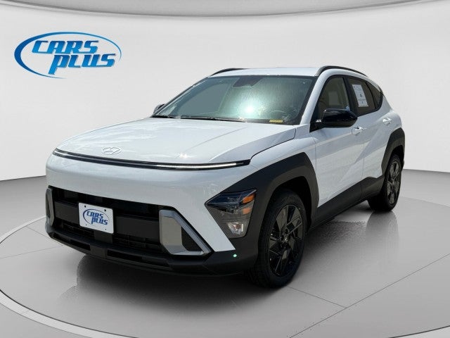 2026 Hyundai Kona SEL Sport in Atlas White — front three-quarter view