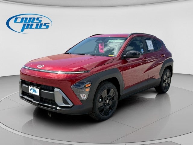 2026 Hyundai Kona SEL Sport in Ultimate Red — front three-quarter view